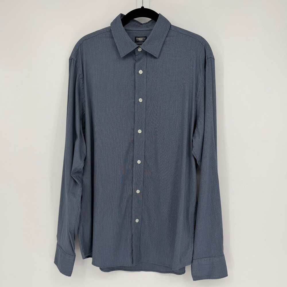 Faherty Reserve The Movement Shirt Mens Blue Long Sleeve Button Down MWC0082-TTH